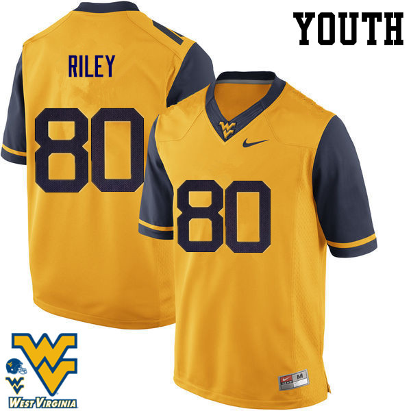 NCAA Youth Chase Riley West Virginia Mountaineers Gold #80 Nike Stitched Football College Authentic Jersey WO23W08TL